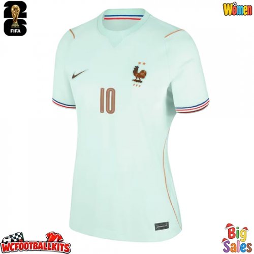 France Kylian Mbappe #10 Replica Away Stadium Shirt for Women World Cup 2026 Short Sleeve
